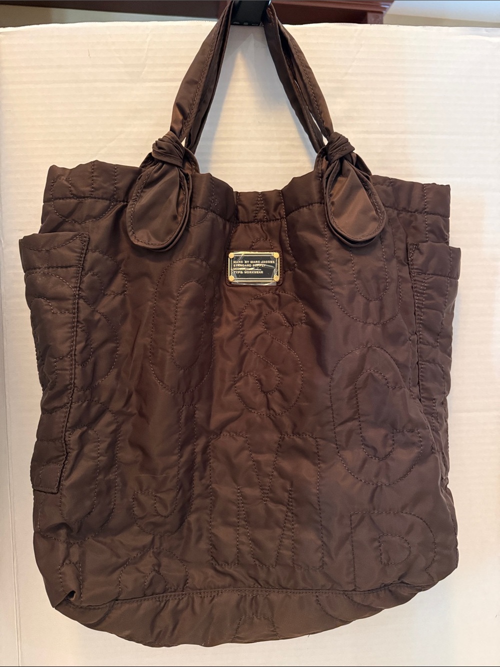 Marc by Marc Jacobs Tate tote  Chocolate Brown Quilted Knotted Handle Large NWT